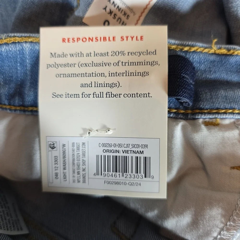 Cat & Jack Girl's Skinny Jeans Stretch 10 Husky NEW Denim Pants‎